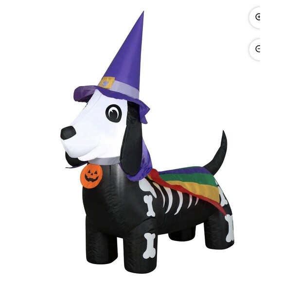 Gemmy Other - Inflatable Gemmy 4 Foot Rainbow Skeleton Dog with Witch Hat for Halloween.